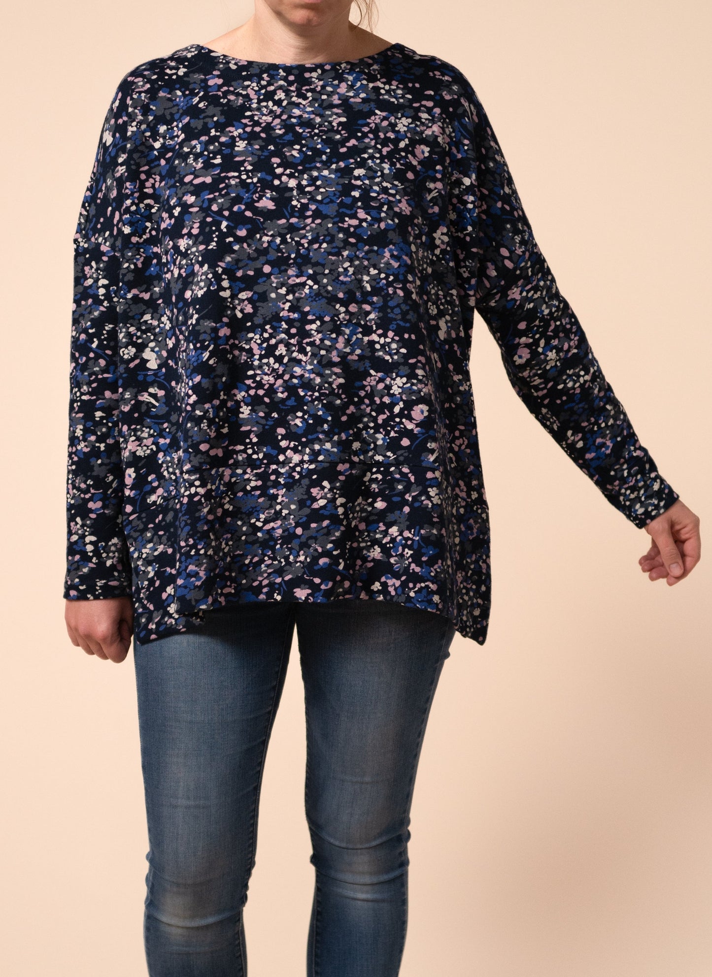 Front of the confetti print nursing top