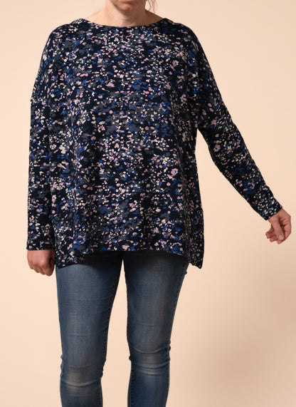 Front of the confetti print nursing top 